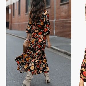 Petal and Pup black floral maxi